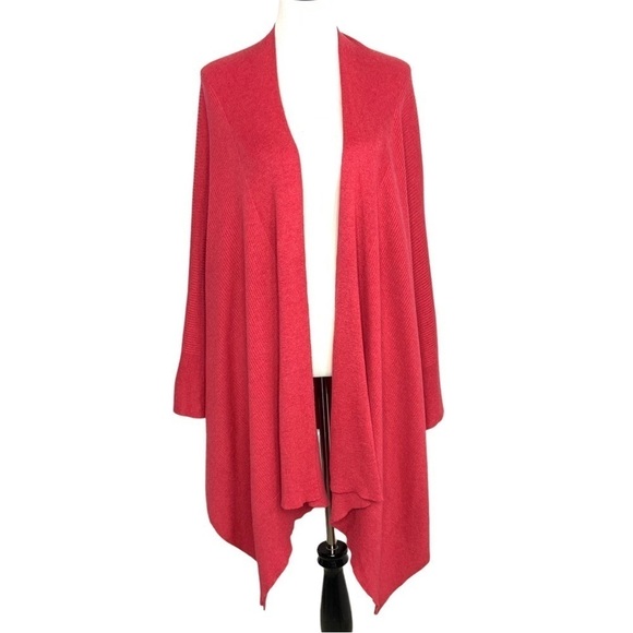 J. Jill Sweaters - J Jill Womens Ribbed Wrap Shawl Sweater One Size Pink Cotton Blend